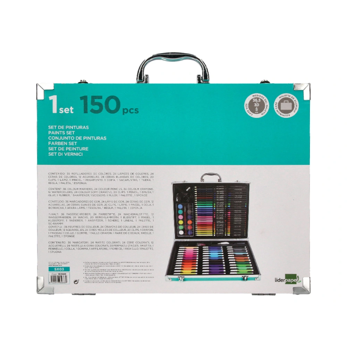 Liderpapel Estuche de Pintura en Aluminio 150 Piezas Maletín 37,8x29,7x4,6 cm 1