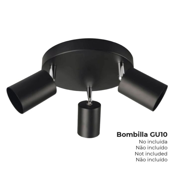 Plafón 3 elementos gu10 negro Plafón 3 elementos gu10 negro