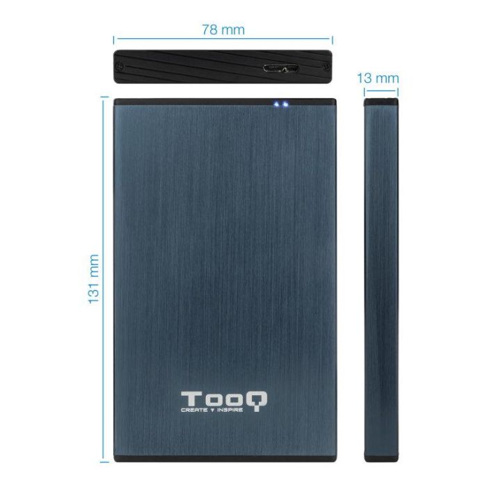 TooQ TQE-2527PB Caja Externa Disco Duro Portátil 2.5" (9.5mm) USB 3.1 Gen 1 hasta 4TB SATA III Aluminio Azul Pacífico 3 TooQ TQE-2527PB Caja Externa Disco Duro Portátil 2.5" (9.5mm) USB 3.1 Gen 1 hasta 4TB SATA III Aluminio Azul Pacífico 3
