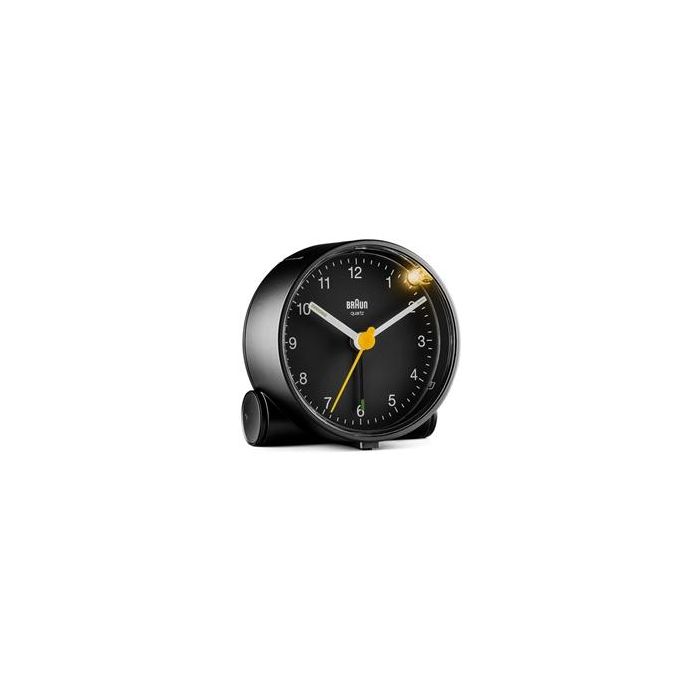 Braun BC-01-B Reloj Despertador Clásico Analógico Negro con Movimiento Continuo Silencioso y Luz