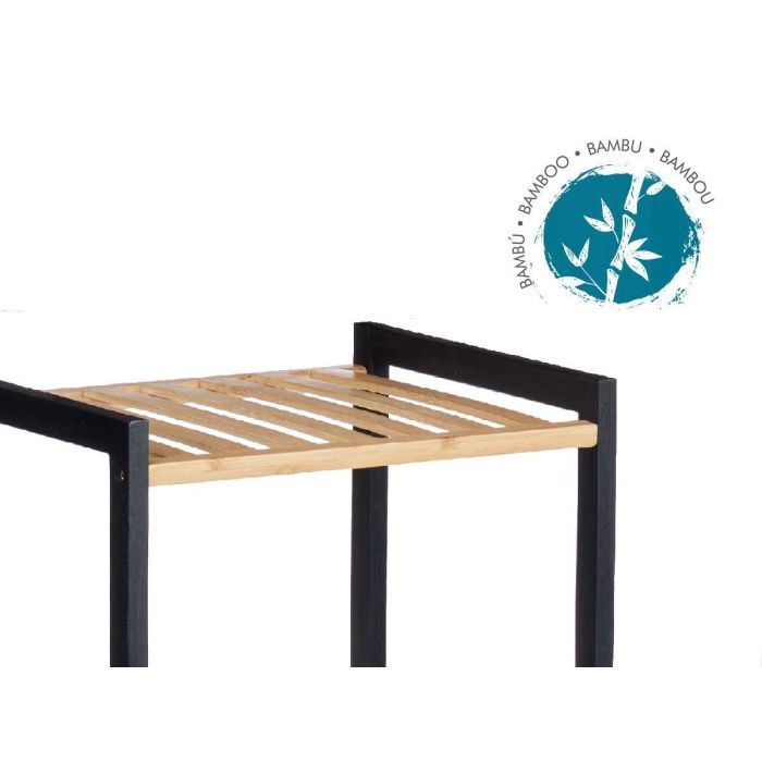 Berilo Estantería Cuadrada 3 Estantes Bambú Madera Pino Negro Natural 70x6x30cm 3