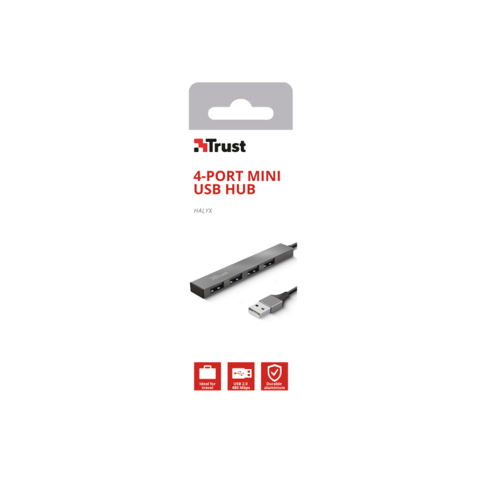 Trust Halyx Hub USB 2.0 4 Puertos Aluminio 480 Mbit/s Ref. 23786 6 Trust Halyx Hub USB 2.0 4 Puertos Aluminio 480 Mbit/s Ref. 23786 6