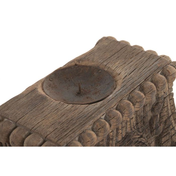 DKD Home Decor Portavelas Indio Teca Tallado Columna Antigua 26 x 30 x 26 cm (2 Unidades) 5
