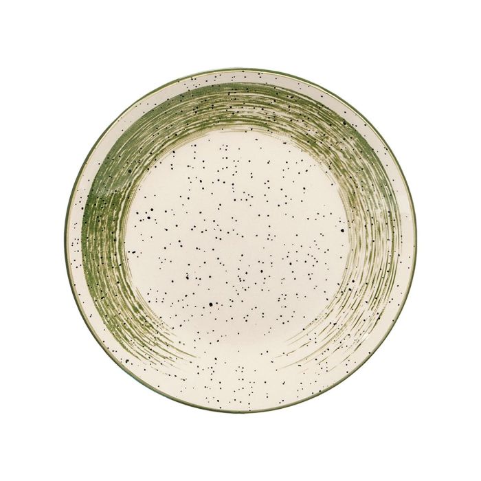 Vessia Plato Postre Patinado Verde y Blanco de Cerámica Porcelana, 19.5 cm (Set de 36)
