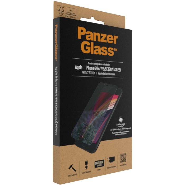 PanzerGlass Protector de Pantalla Privacidad para iPhone 6/6s/7/8/SE 2020/2022 - Anti-rayones, Anti-golpes y Antibacteriano 3