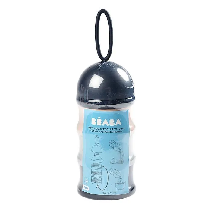 Beaba Dispensador de Leche en Polvo Apilable, 3 Compartimentos Herméticos, Azul Oscuro/Gris/Rosa 1
