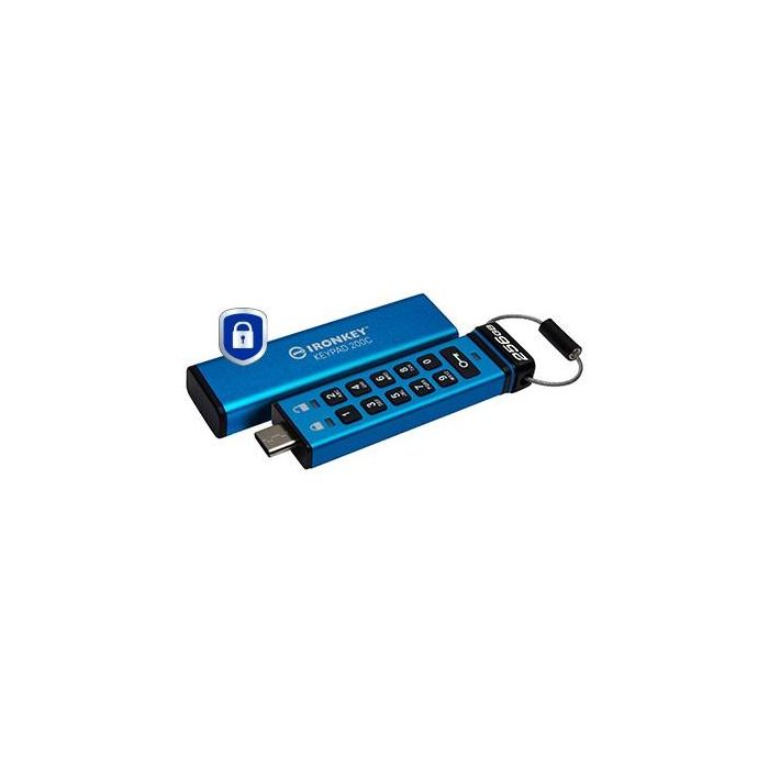 Kingston IronKey Keypad 200C - Memoria USB-C 256GB, Seguridad AES-256 con Teclado, FIPS 140-3, Resistente al Agua IP68 1