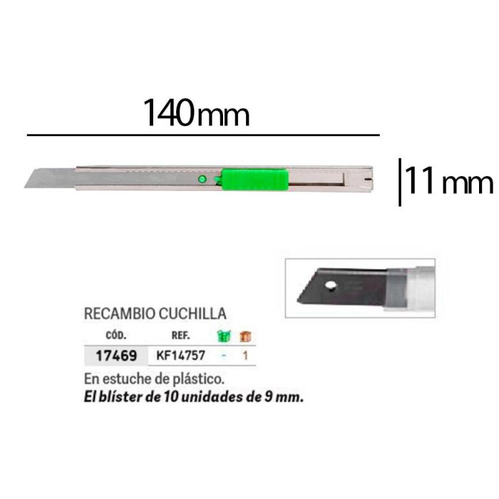 Cuter Q-Connect Metalico Estrecho Cuchilla 9 mm Con Clip Blister 1 Unidad 1