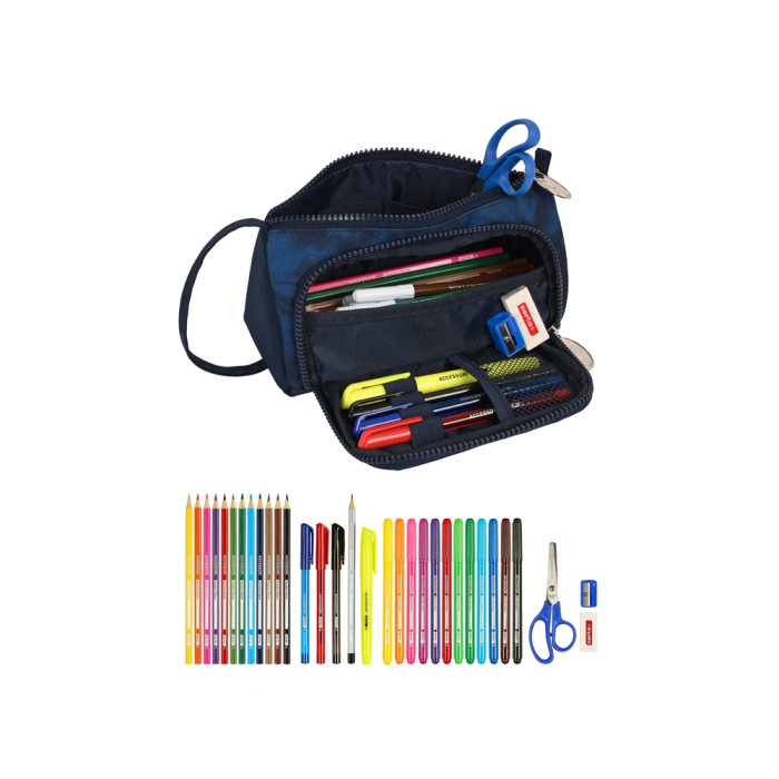 Estuche Escolar con Accesorios Batman Legendary Azul marino 20 x 11 x 8.5 cm (32 Piezas) 3 Estuche Escolar con Accesorios Batman Legendary Azul marino 20 x 11 x 8.5 cm (32 Piezas) 3