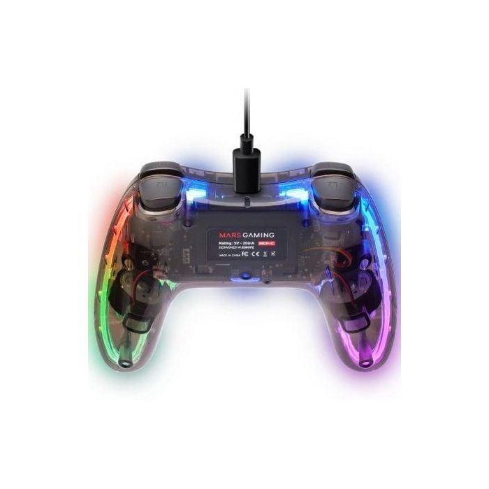 Mars Gaming MGP-C Gamepad RGB Neon Translucido, Vibración Háptica Dual, Cable USB-C Extraíble, Compatible PC Switch PS3 Android 2 Mars Gaming MGP-C Gamepad RGB Neon Translucido, Vibración Háptica Dual, Cable USB-C Extraíble, Compatible PC Switch PS3 Android 2