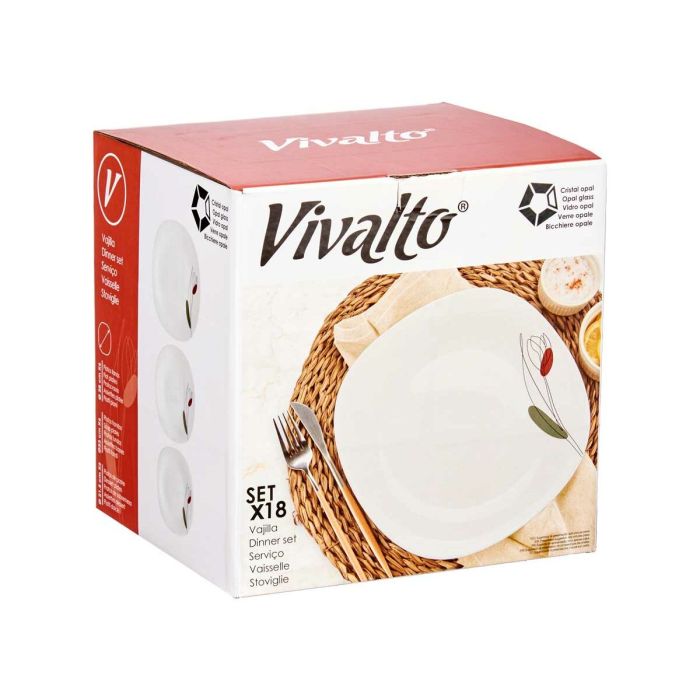 Set de Vajilla Vivalto LFP-110/85-LFTP-90 2 Blanco Vidrio opalino (2 Unidades) 2