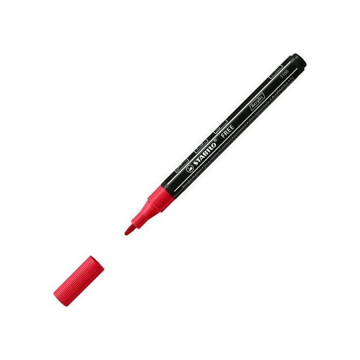 Marcador Acrylic Stabilo Free T100 Arty Line 1-2 Mm Carmin (748) 5 unidades