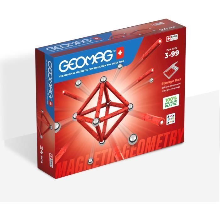 Juego de construcción magnético - GEOMAG - Geometría magnética reciclada clásica 24 piezas - Geometría - 3D - Educativo Juego de construcción magnético - GEOMAG - Geometría magnética reciclada clásica 24 piezas - Geometría - 3D - Educativo
