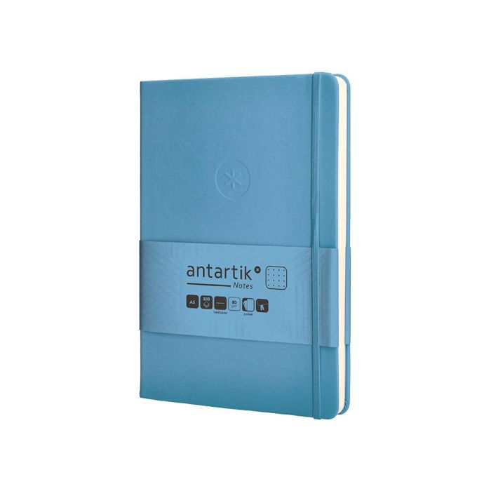 Cuaderno Con Gomilla Antartik Notes Tapa Dura A5 Hojas Puntos Azul Claro 100 Hojas 80 gr Fsc 3