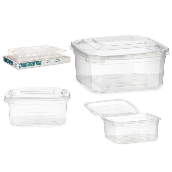 Fiambrera Leknes 500 ml, plástico transparente, 12.3x6x13 cm, apta microondas (24 Unidades) Fiambrera Leknes 500 ml, plástico transparente, 12.3x6x13 cm, apta microondas (24 Unidades)