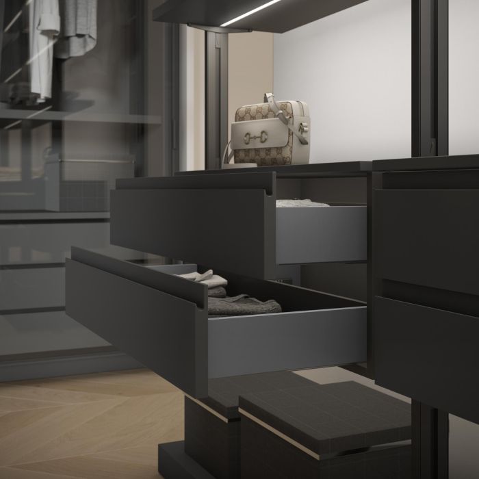 Emuca Cajón exterior Vertex 40kg de altura 93mm, profundidad 450mm, Acero, Gris antracita 1 Emuca Cajón exterior Vertex 40kg de altura 93mm, profundidad 450mm, Acero, Gris antracita 1