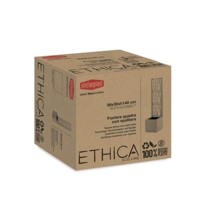 Stefanplast Jardinera Deluxe cuadrada con celosía (malla), gris piedra, ideal para plantas trepadoras - 43x43x142 cm alto 2 Stefanplast Jardinera Deluxe cuadrada con celosía (malla), gris piedra, ideal para plantas trepadoras - 43x43x142 cm alto 2