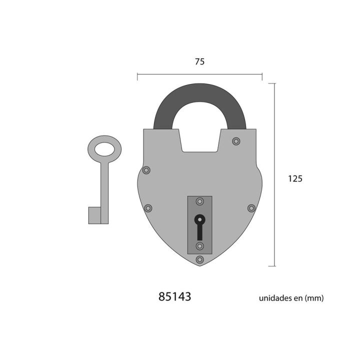Candado rústico con 2 llaves efecto oxidado edm 3