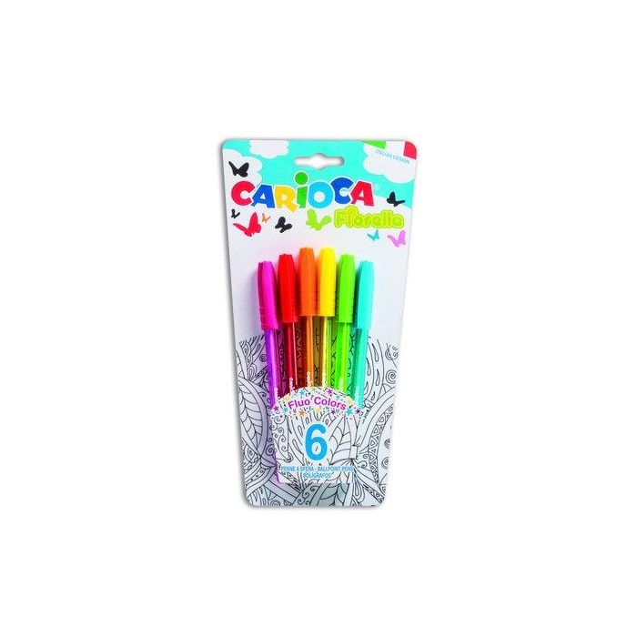 Boligrafo Carioca Fiorella Fluo Surtido Estuche De 6
