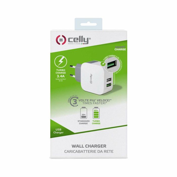 Accesorios Smartphone Teléfonos Celly Cargador Enchufe Turbo 2Usb 3.4A 1 Accesorios Smartphone Teléfonos Celly Cargador Enchufe Turbo 2Usb 3.4A 1