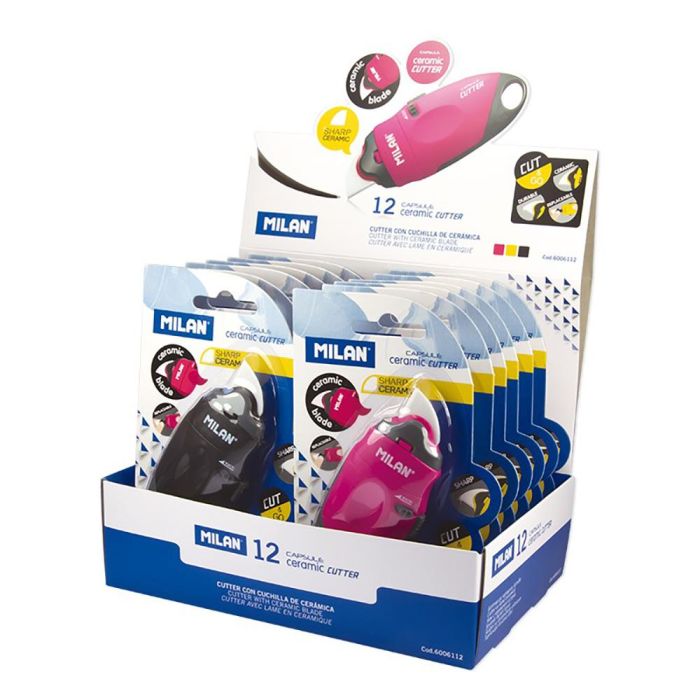 Milán Cúter de Hoja Cerámica Reemplazable, Bloqueo Seguridad, Bolsillo, Colores Surtidos 1