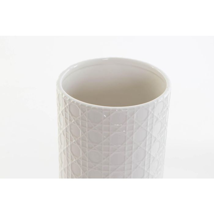 DKD Home Decor Jarrón Blanco 10x10x22 cm Cerámica Ambiente Scandi Colección Outing (2 Unidades) 1