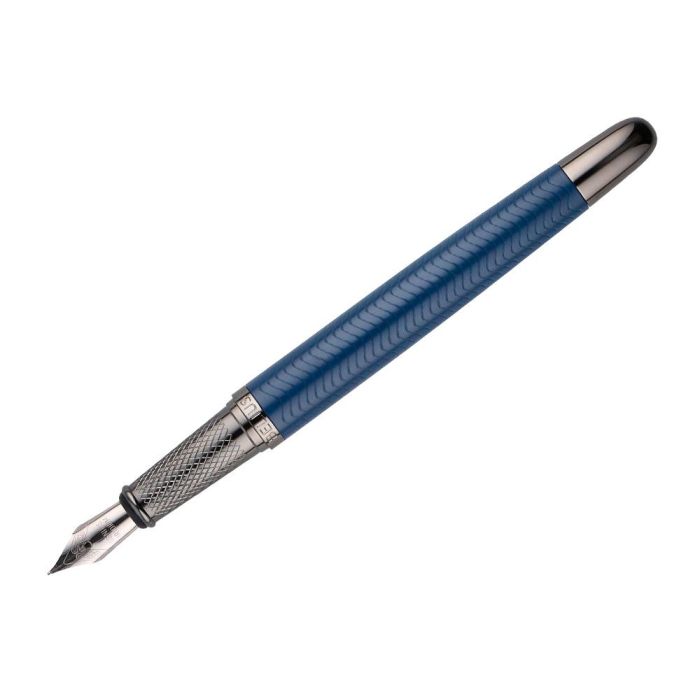 Pluma Belius Neptuno Aluminio Textura Wavy Color Azul Marino Tinta Azul Caja De Diseño 7