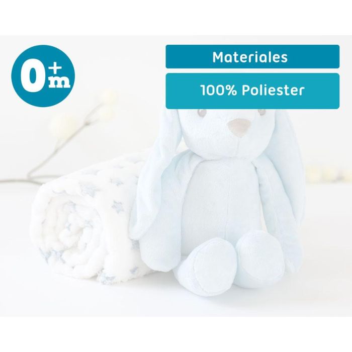 Conejo De Peluche Azul Con Mantita De Estrellas 4