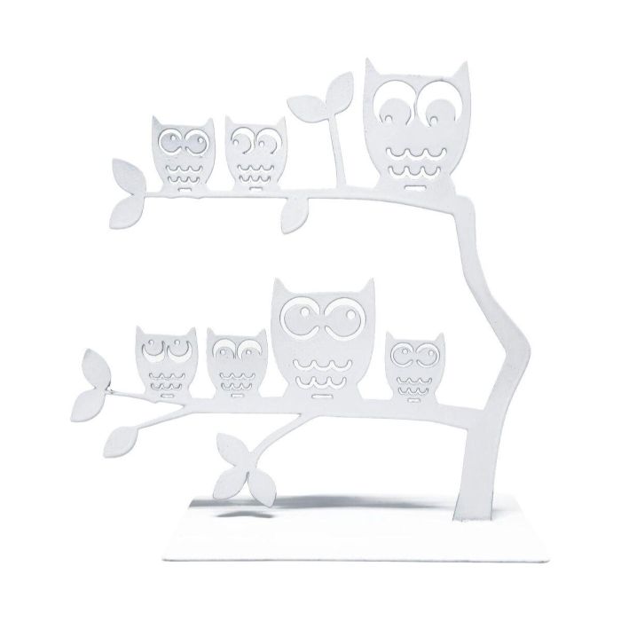 Joyero de Pie Versa Blanco Metal Hierro 7 X 18 X 18 CM Familia Búhos 1 Joyero de Pie Versa Blanco Metal Hierro 7 X 18 X 18 CM Familia Búhos 1