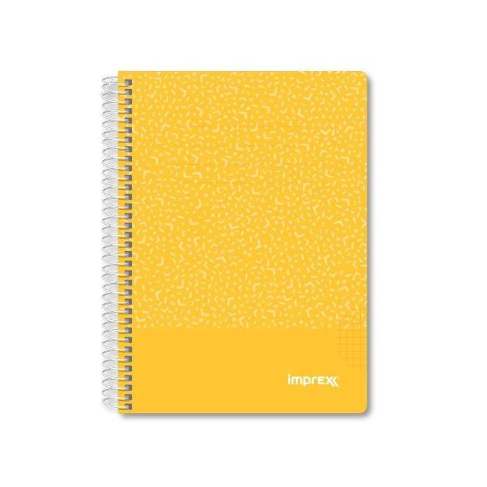 IMPREX Cuaderno Espiral Tapa PP A5 80 Hojas 90 Gr Cuadrícula 4x4 Amarillo (4 Unidades) (4 Unidades)