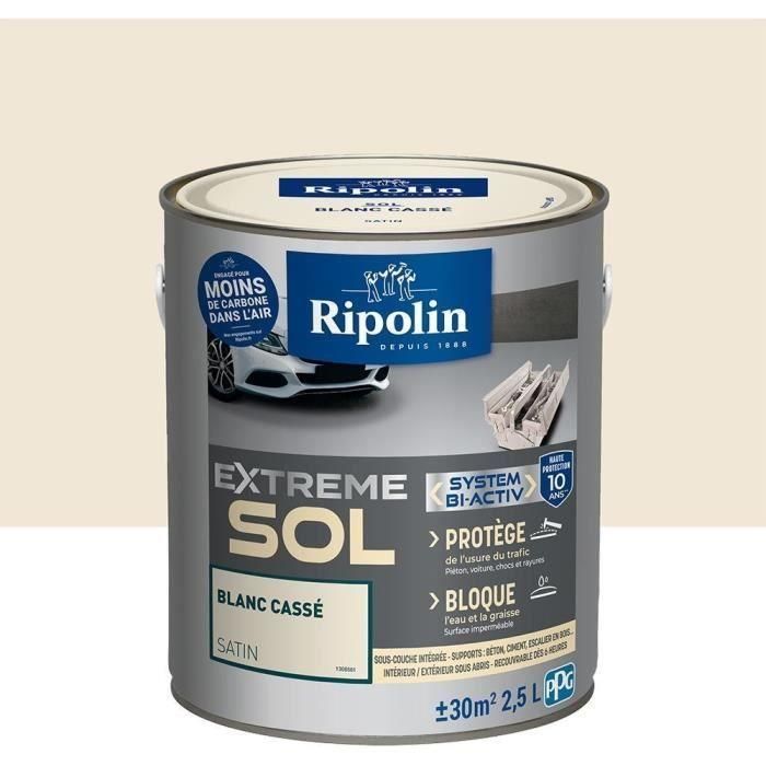 Pintura interior y exterior para pisos RIPOLIN - Blanco satinado, 2.5L 1