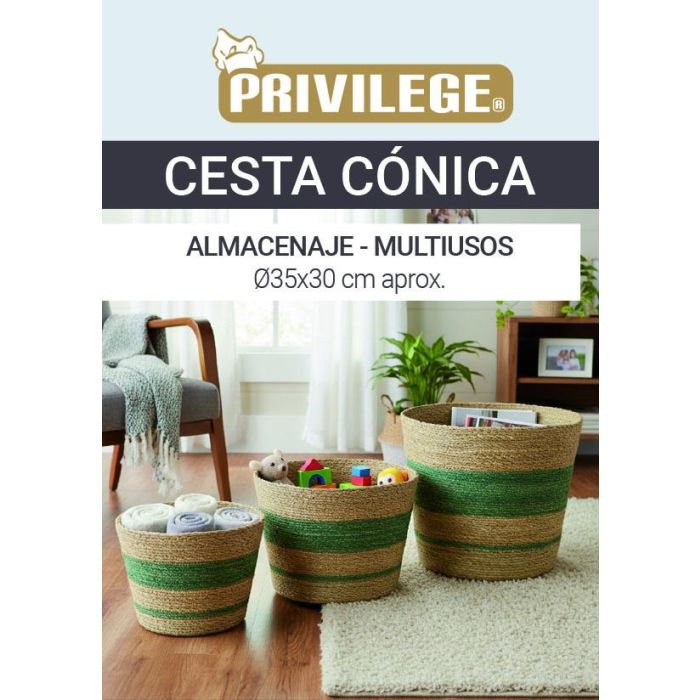 Privilege Cesta Cónica de Seagrass para Almacenamiento, 35 cm 7