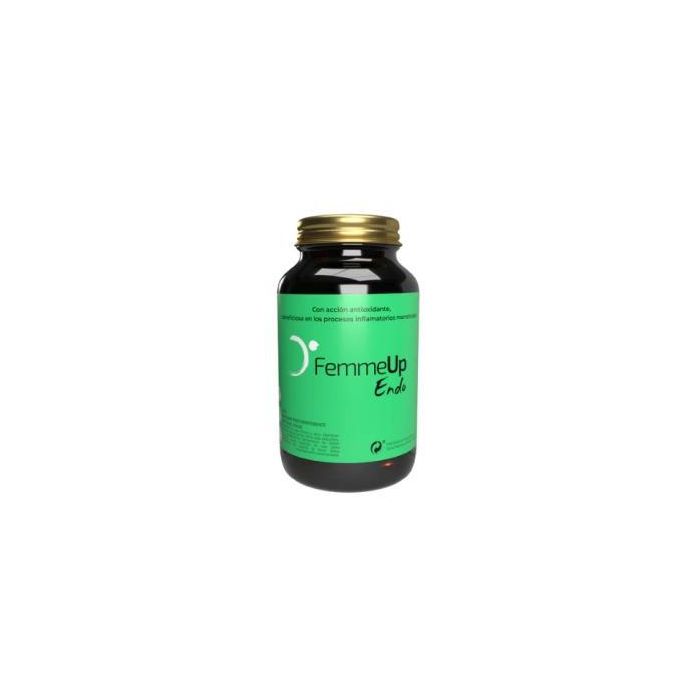 Femmeup Endo 90 Cáp. Apoyo Menstrual con Curcumina, Vitaminas C, E, D y Selenio. Sin Gluten ni Lactosa, 100% Vegano.