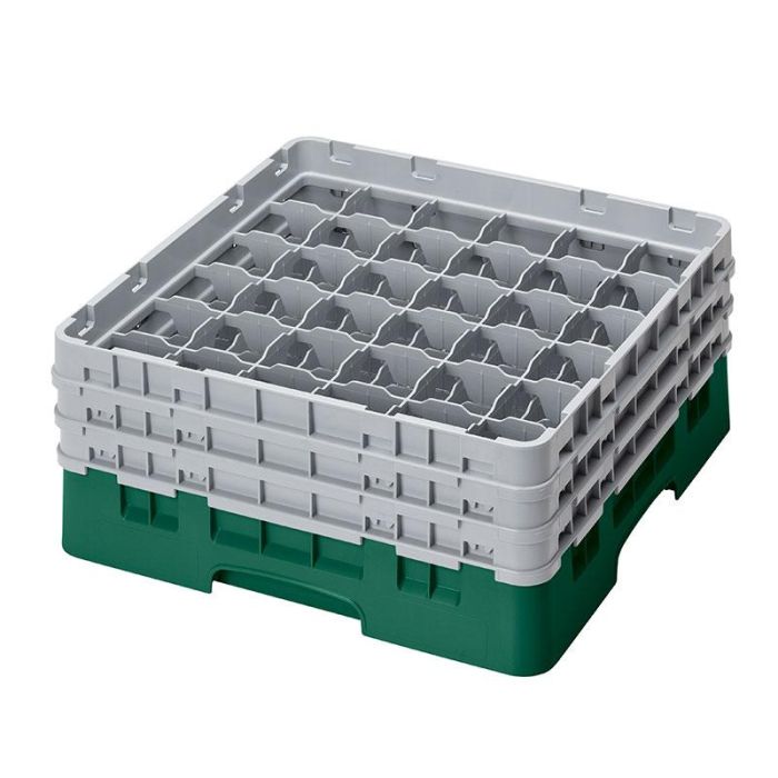 CAMBRO - 36S638-119 - Cesta de lavado 36 comp. 3 alturas - 7,2 cm Ø máx. - alt. máx. 17,6 cm - 50 x 50 x 22,5 cm - Verde sherwood