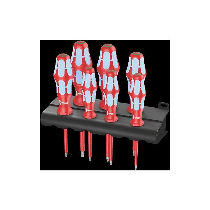 Wera 3167 i/7 TORX Juego de 7 Destornilladores Aislados de Acero Inoxidable Ergonómicos con Rack