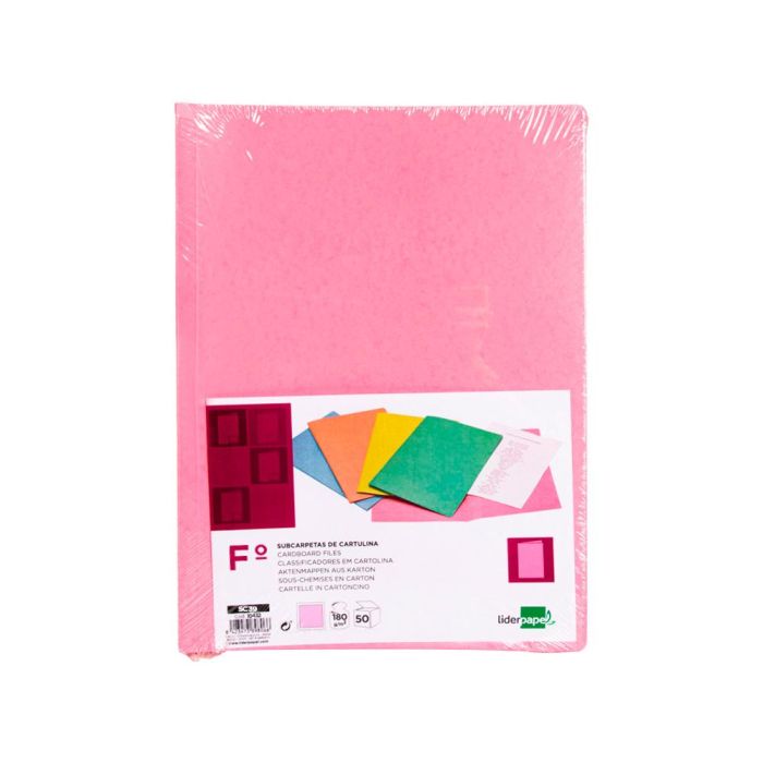 Subcarpeta Liderpapel Folio Rosa Pastel 180 gr-M2 50 unidades 1