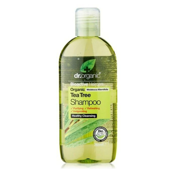 Dr. Organic Champú Purificante Árbol de Té Bioactivo Orgánico, Cabello Graso y Cuero Cabelludo Problemático, 265 ml
