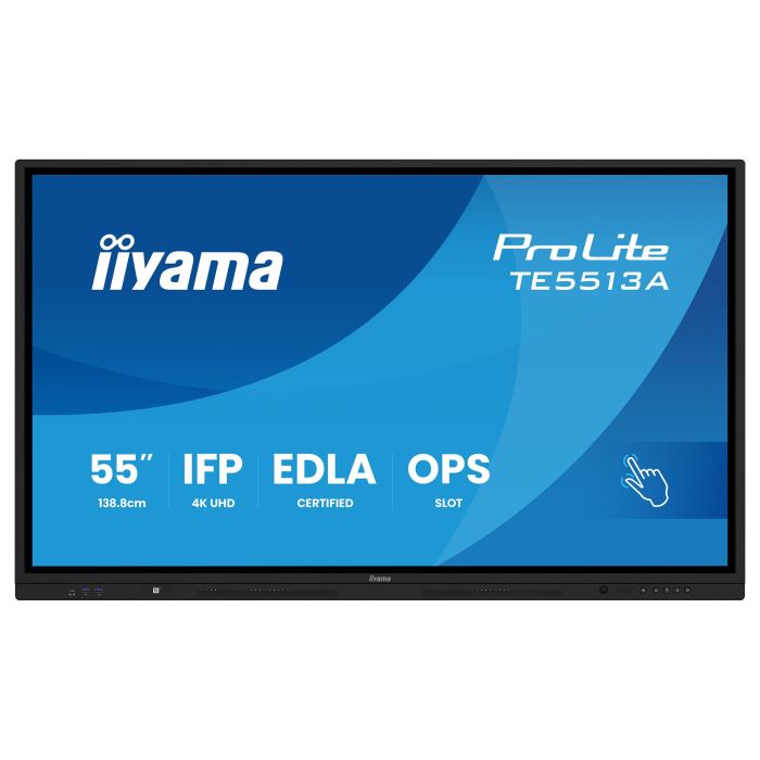 Iiyama TE5513A-B1AG Pantalla Interactiva 55" UHD IPS Android 14 8/128GB con Wifi 6 y Sonido 2x 20W Subwoofer, 450cd/m2, Antiglare
