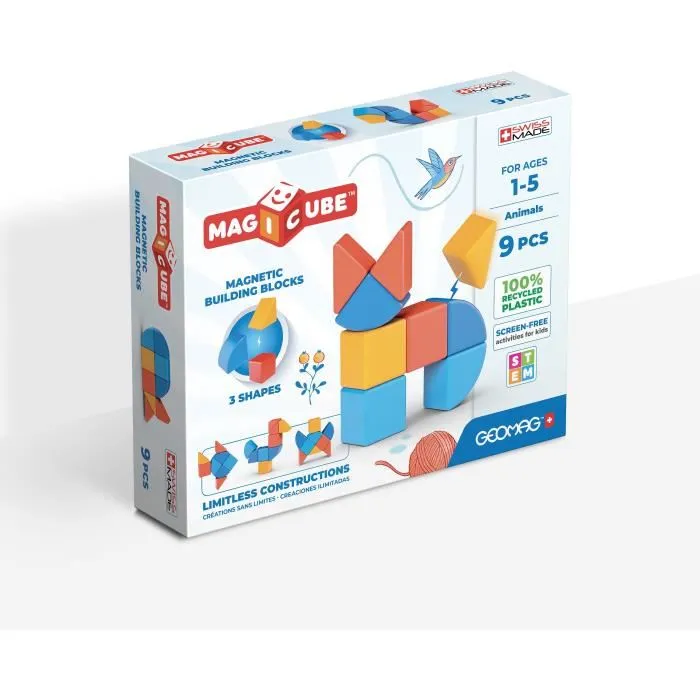 Geomag Magicube 208 Bloques magnéticos 9 piezas Plástico reciclado Varias formas Animales GEO0871772002086 Geomag Magicube 208 Bloques magnéticos 9 piezas Plástico reciclado Varias formas Animales GEO0871772002086