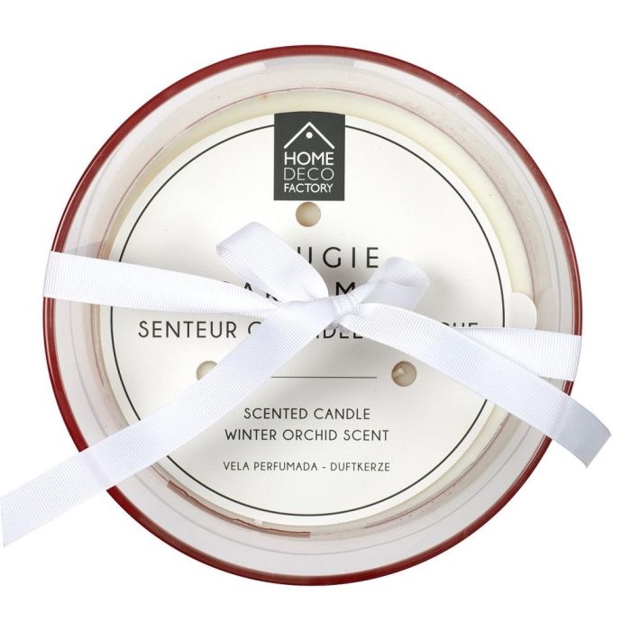 Home Deco Factory Vela Perfumada Beige Orquídea Blanca en Vaso Vidrio Cera Parafina 5 Mechas Algodón Diámetro 18 cm Altura 23 cm 1