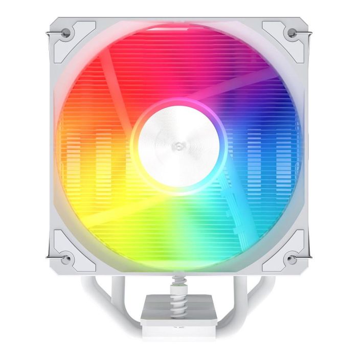 FSP NP5-WA Refrigerador de aire para CPU, 4 tubos de calor, LED multicolor, ventilador 120mm, compatibilidad AMD AM5/AM4 Intel LGA 1851/1700/1200, Blanco 1