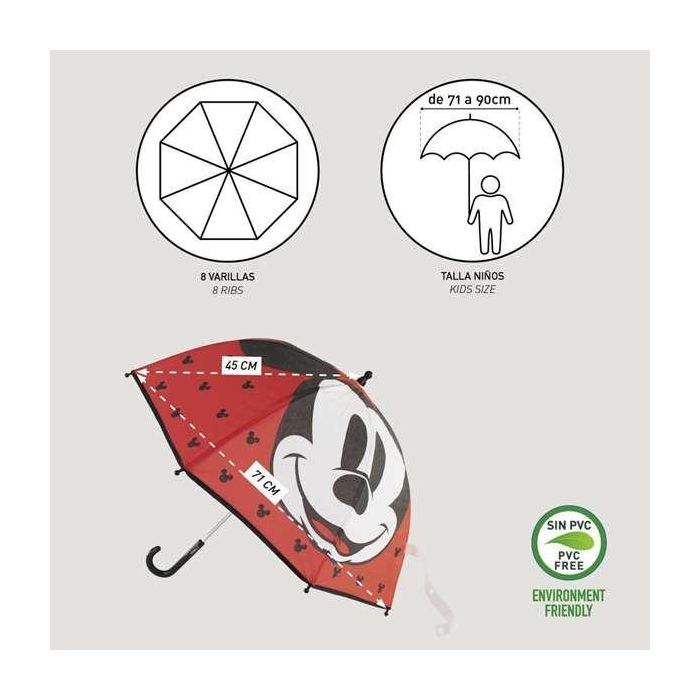 Cerdá Paraguas Manual Mickey de EVA 45 cm para Niños, con Edad Recomendada de 3 a 12 años, Color Rojo 4 Cerdá Paraguas Manual Mickey de EVA 45 cm para Niños, con Edad Recomendada de 3 a 12 años, Color Rojo 4