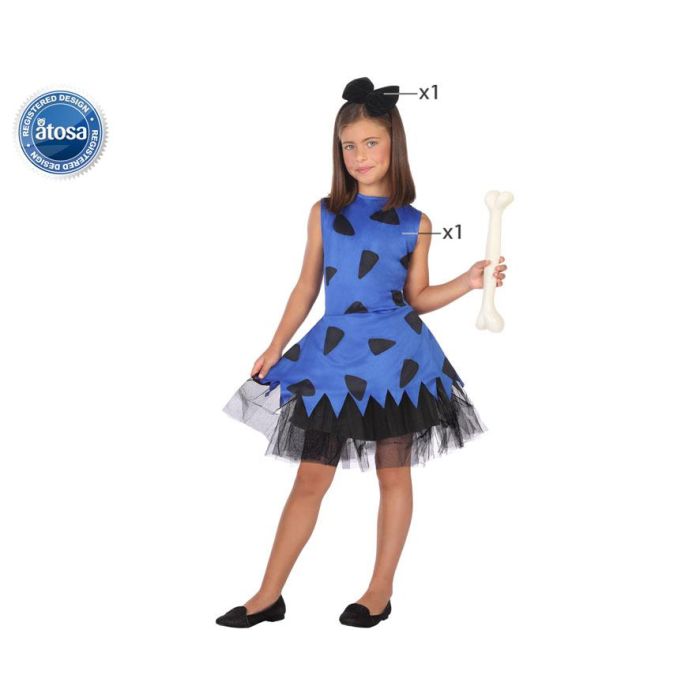 Disfraz Cavernícola Azul Niña Infantil 5-6 Años - Historia