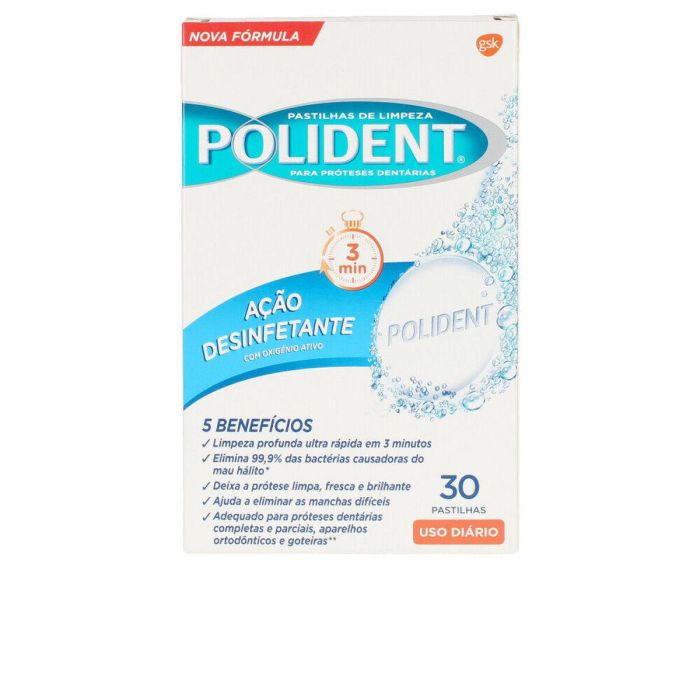 Polident Pastillas Originales Limpiadoras para Dentaduras Postizas, Elimina el 99.99% de Bacterias, 30 u Polident Pastillas Originales Limpiadoras para Dentaduras Postizas, Elimina el 99.99% de Bacterias, 30 u