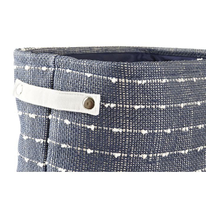 DKD Home Decor Cesta Azul Marino Blanco Poliester Set de 3 Piezas 28 x 25 x 38 cm 2