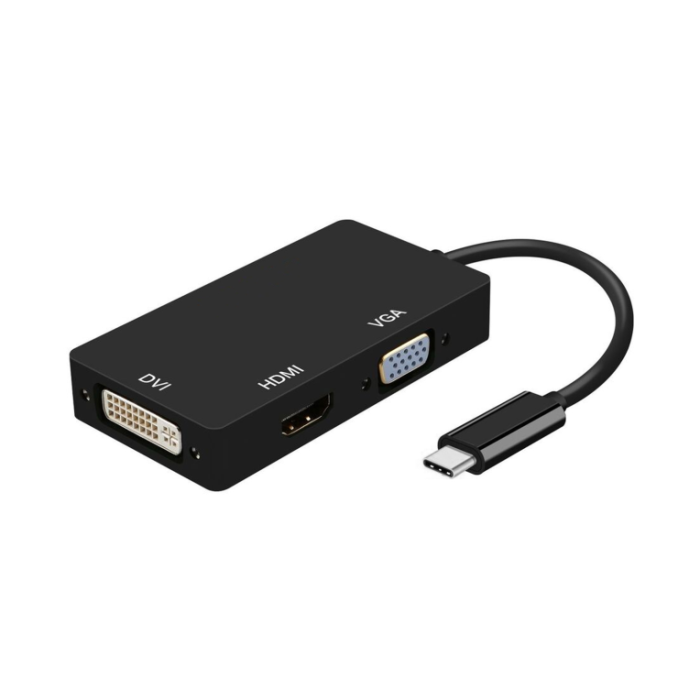 Conversor Aisens A109-0343/ USB Tipo-C Macho - DVI Hembra/ VGA Hembra / HDMI Hembra/ 15cm/ Negro Conversor Aisens A109-0343/ USB Tipo-C Macho - DVI Hembra/ VGA Hembra / HDMI Hembra/ 15cm/ Negro