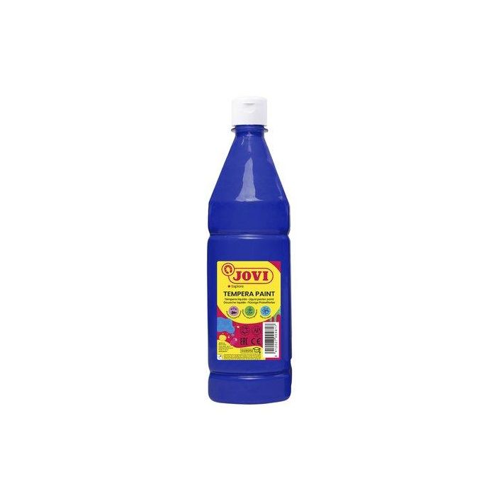 Jovi Témpera líquida escolar 1000 ml azul ultramar. Pintura base agua para papel, cartulina, madera y tela