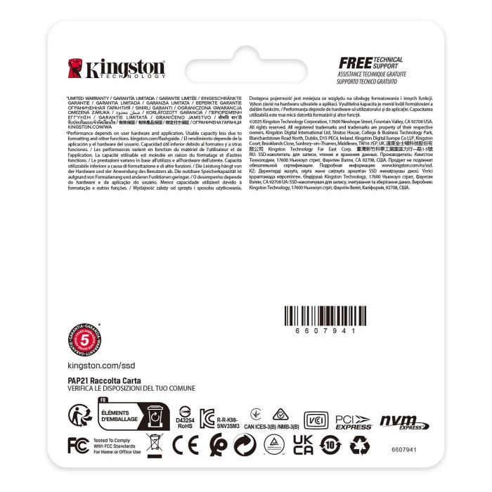Kingston NV3 SSD NVMe M.2 2230 de 2 TB para Notebook/Consola con velocidad de lectura de 6000 MB/s