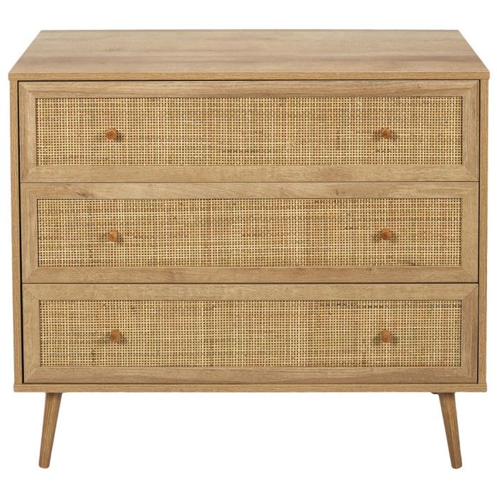 Home Deco Factory Cómoda Natural 3 Cajones Madera Ratán 90x39x79 cm 1 Home Deco Factory Cómoda Natural 3 Cajones Madera Ratán 90x39x79 cm 1