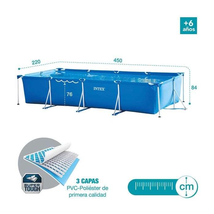 Intex Piscina Rectangular con Estructura Metálica 450x220x84cm con Bomba de Filtración para Jardín 5 Intex Piscina Rectangular con Estructura Metálica 450x220x84cm con Bomba de Filtración para Jardín 5